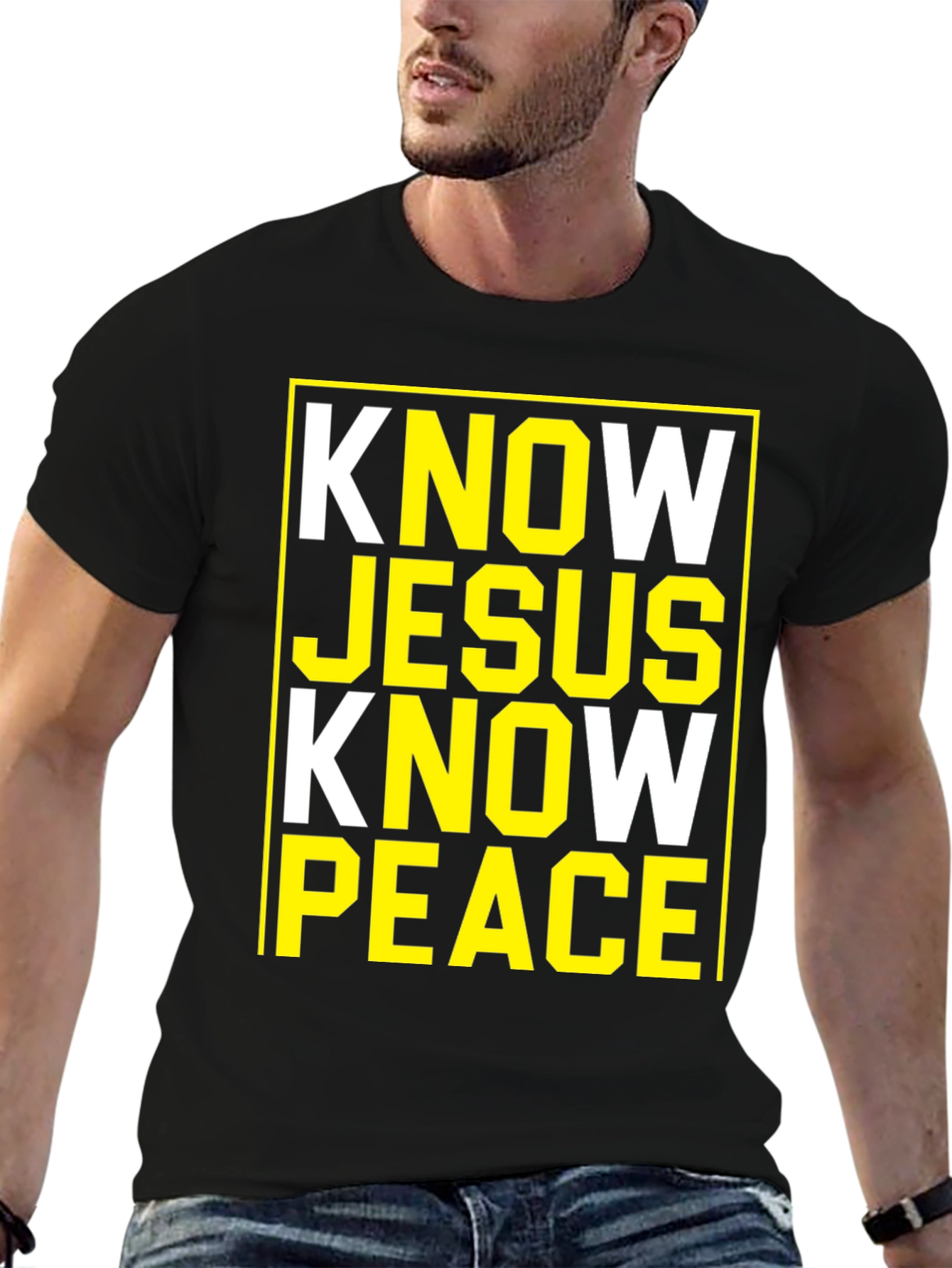 Know Jesus Know Peace Black Graphic Tee