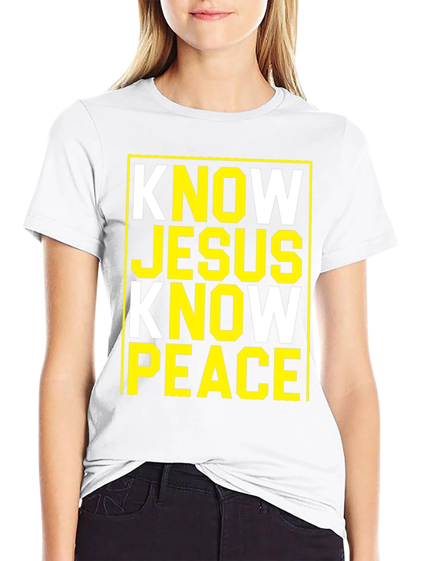 Know Jesus Know Peace Black Graphic Tee