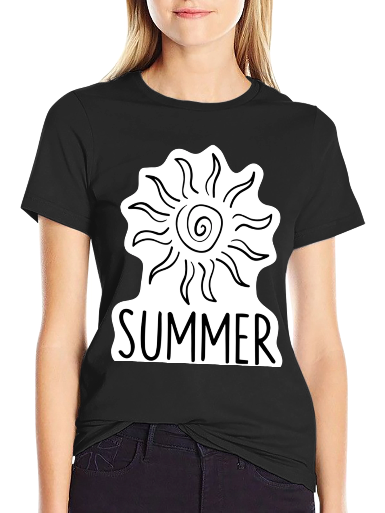 Summer Sun Graphic T-Shirt Stylish Crew Neck Tee