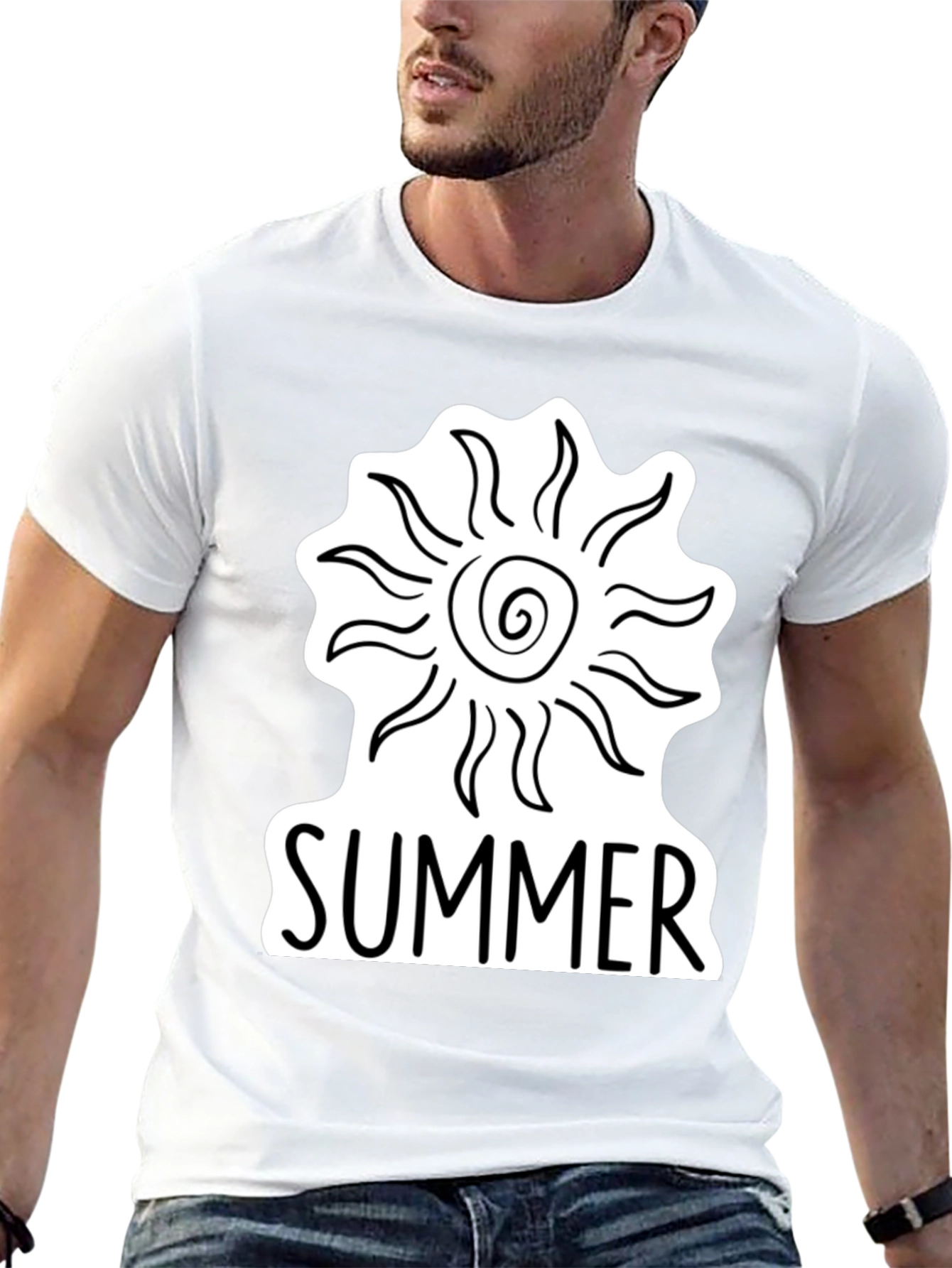 Summer Sun Graphic T-Shirt Stylish Crew Neck Tee