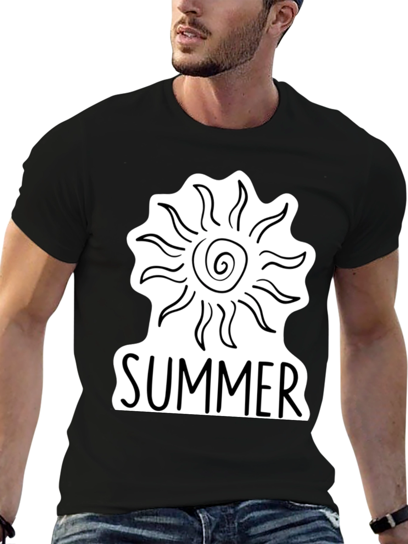 Summer Sun Graphic T-Shirt Stylish Crew Neck Tee