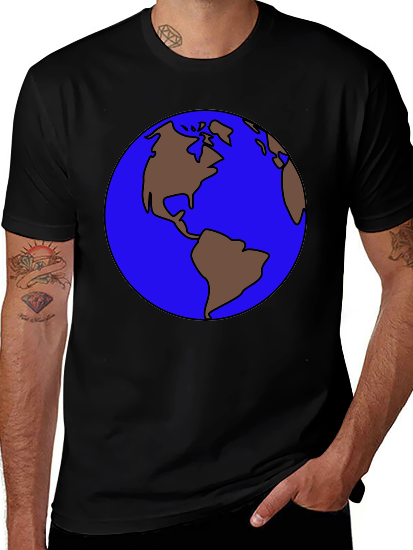 Earth Graphic Tee - Round World Design T-Shirt