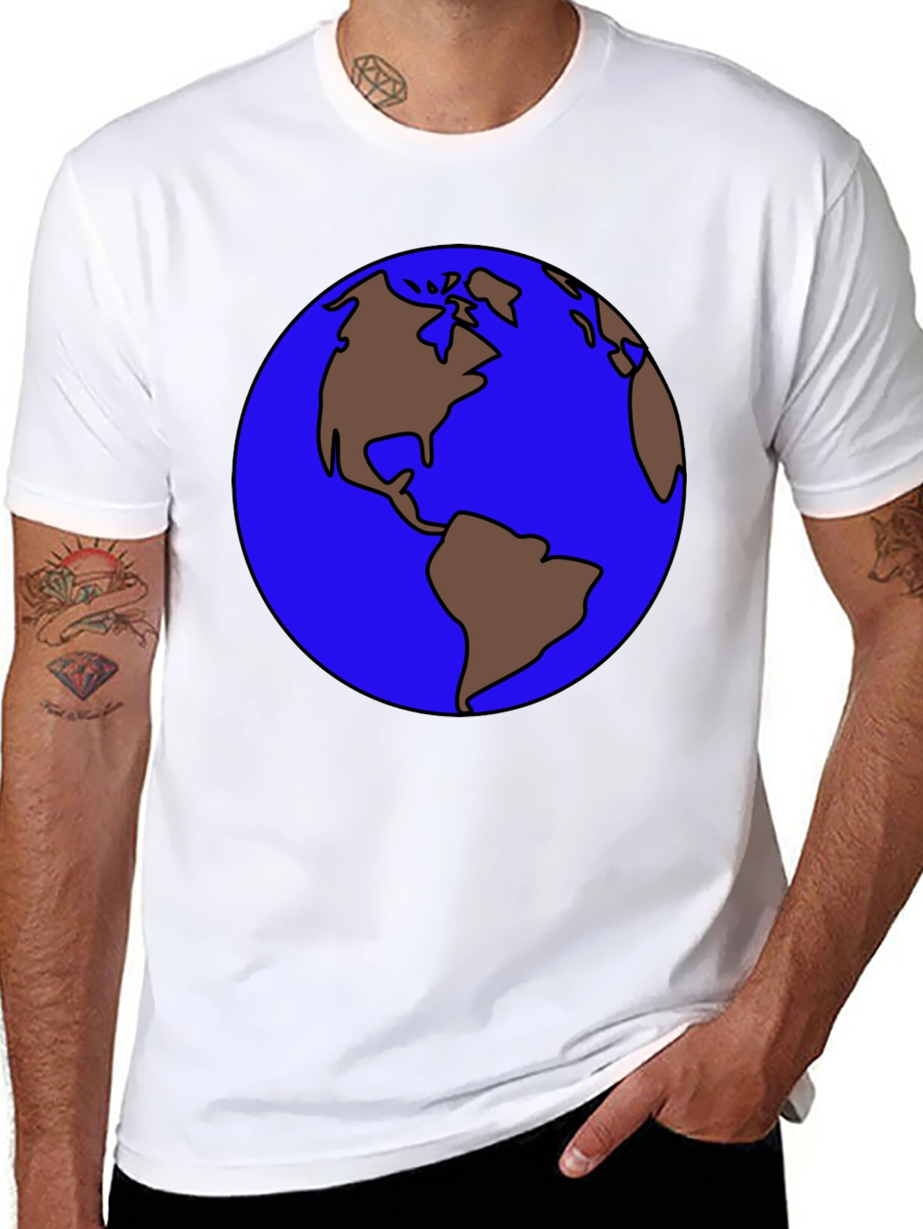 Earth Graphic Tee - Round World Design T-Shirt