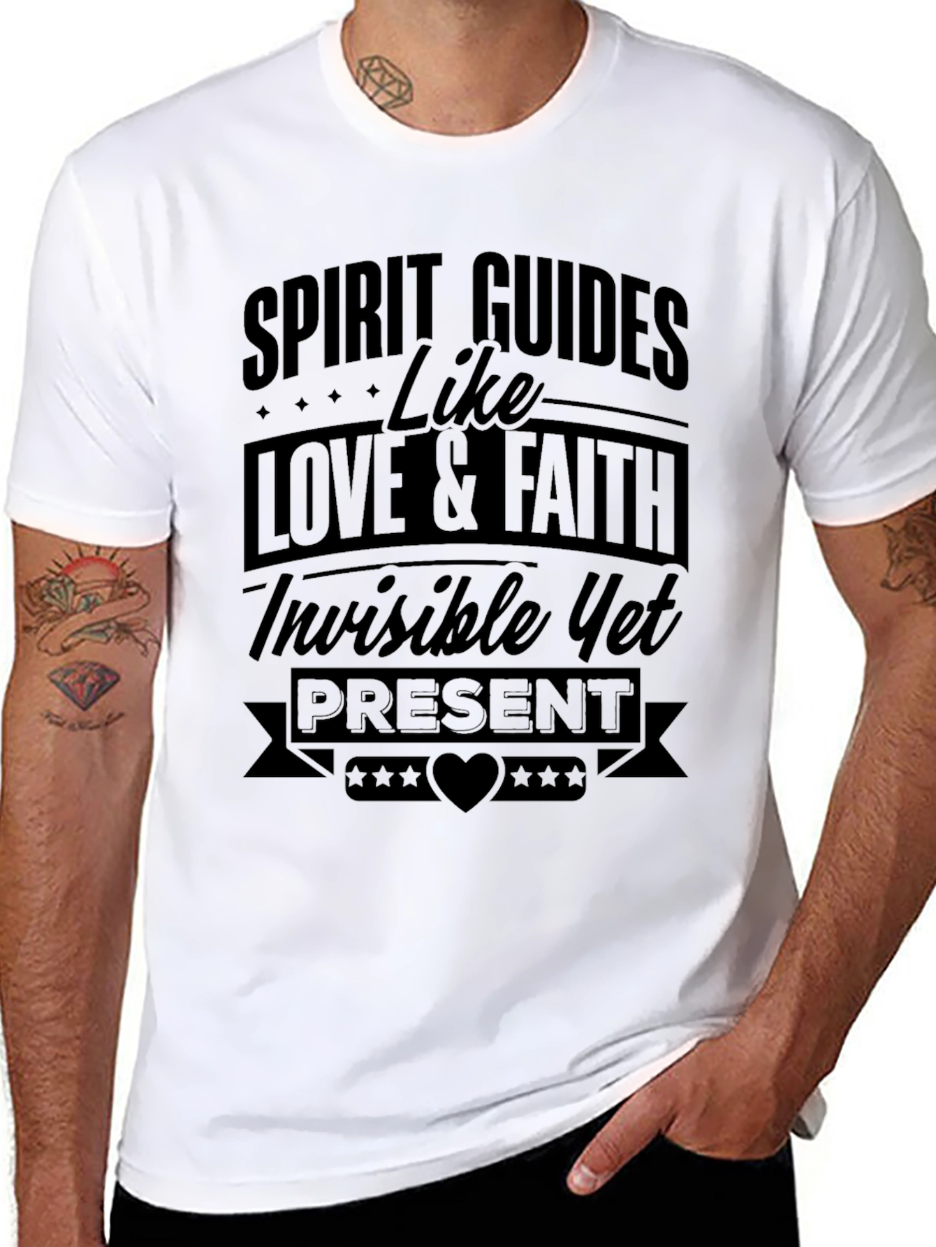 Spirit Guides Love & Faith Black Graphic T-Shirt