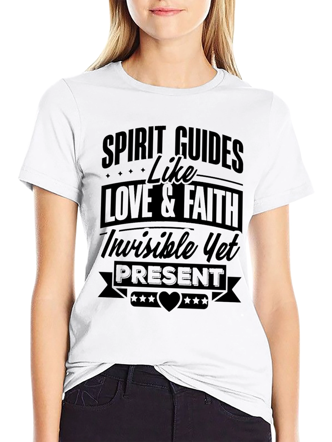 Spirit Guides Love & Faith Black Graphic T-Shirt