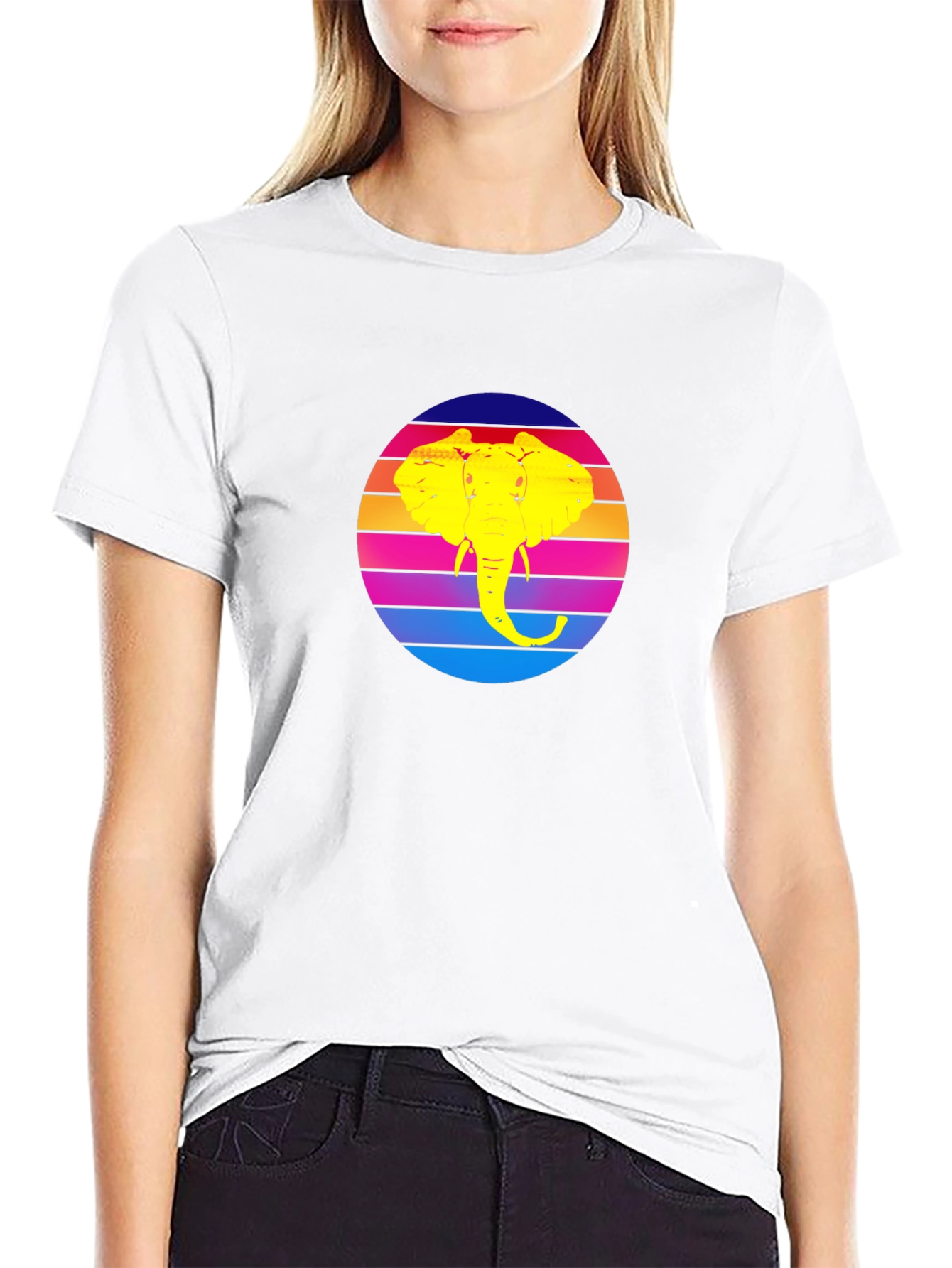 Retro Elephant Sunset Graphic Tee
