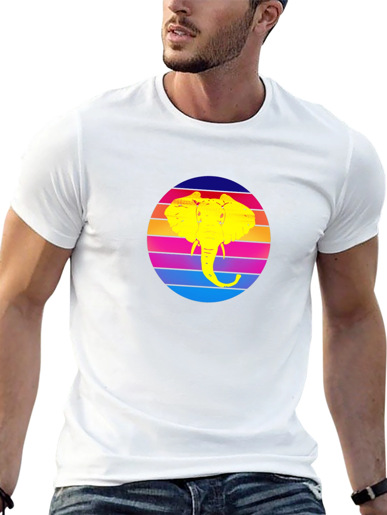 Retro Elephant Sunset Graphic Tee