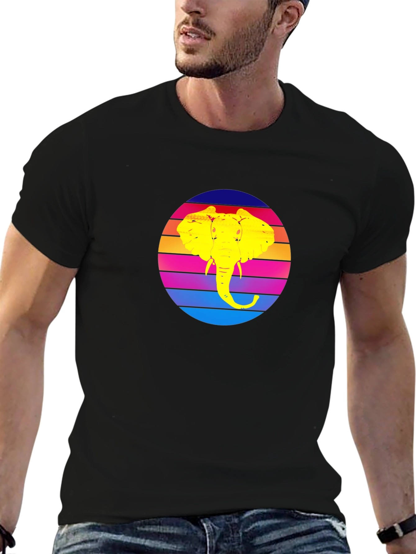 Retro Elephant Sunset Graphic Tee