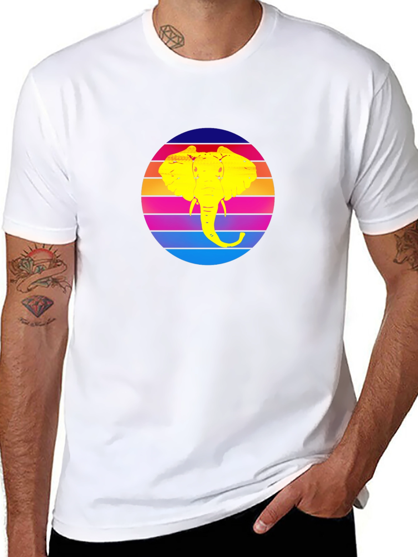 Retro Elephant Sunset Graphic Tee