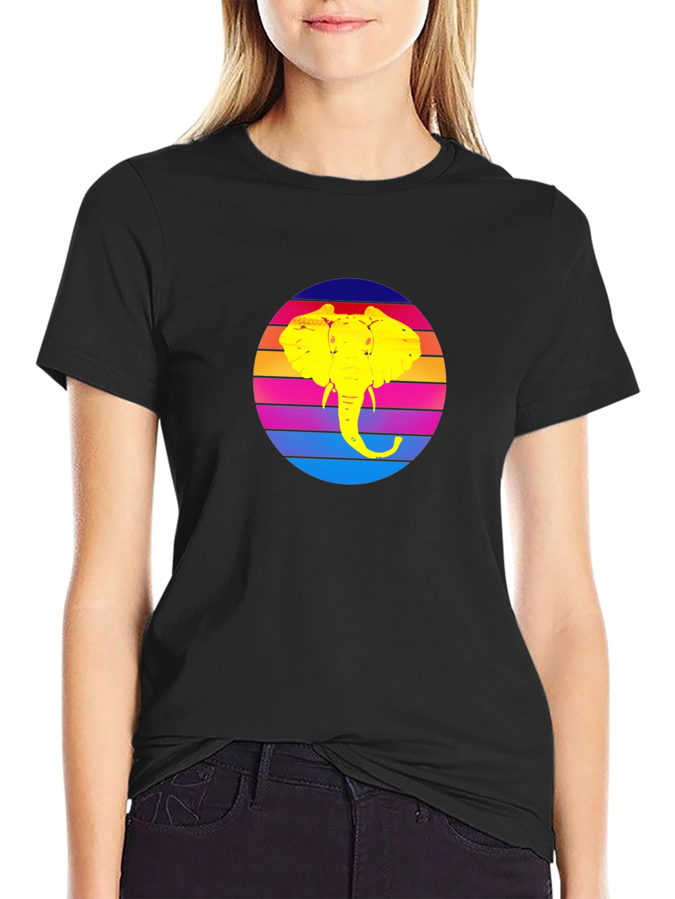 Retro Elephant Sunset Graphic Tee