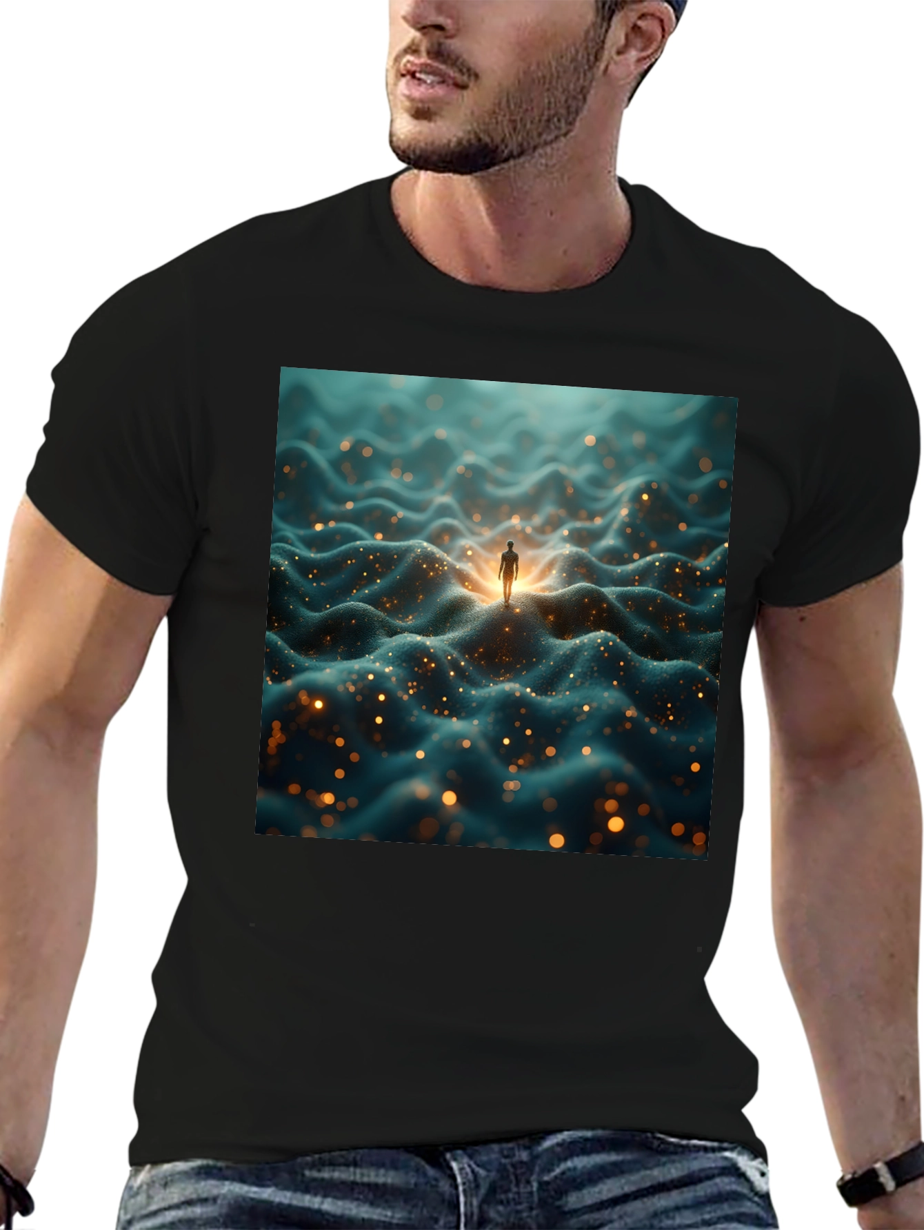 Abstract Landscape Graphic Black T-Shirt