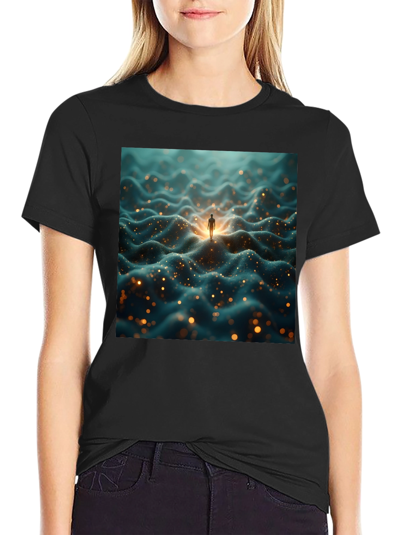 Abstract Landscape Graphic Black T-Shirt