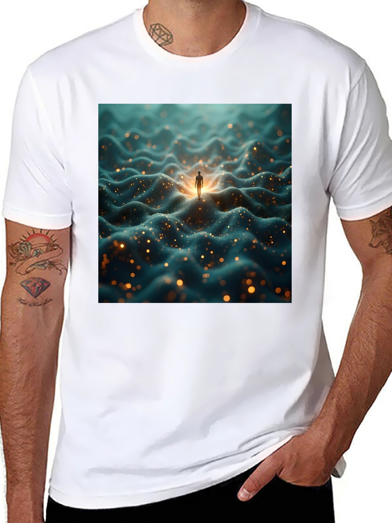 Abstract Landscape Graphic Black T-Shirt