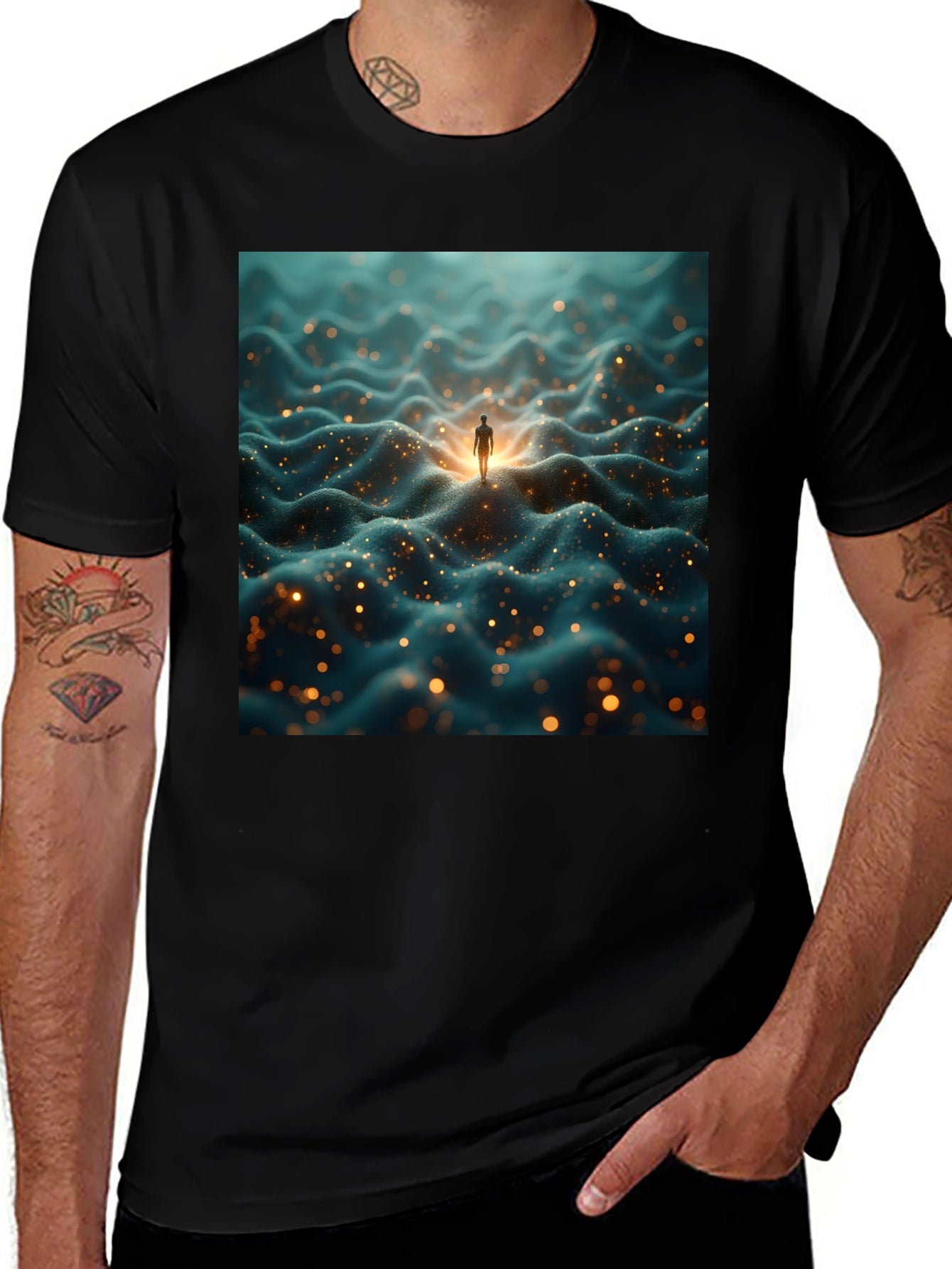Abstract Landscape Graphic Black T-Shirt
