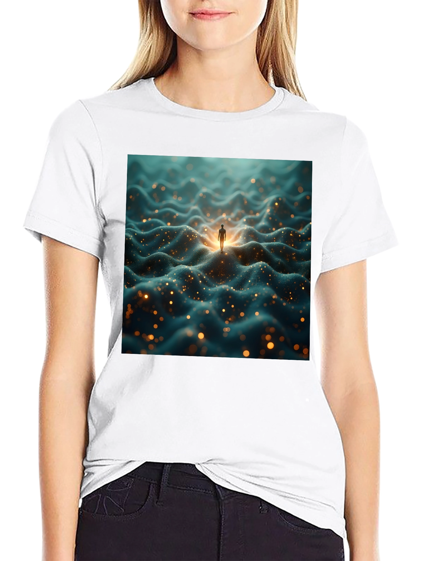 Abstract Landscape Graphic Black T-Shirt