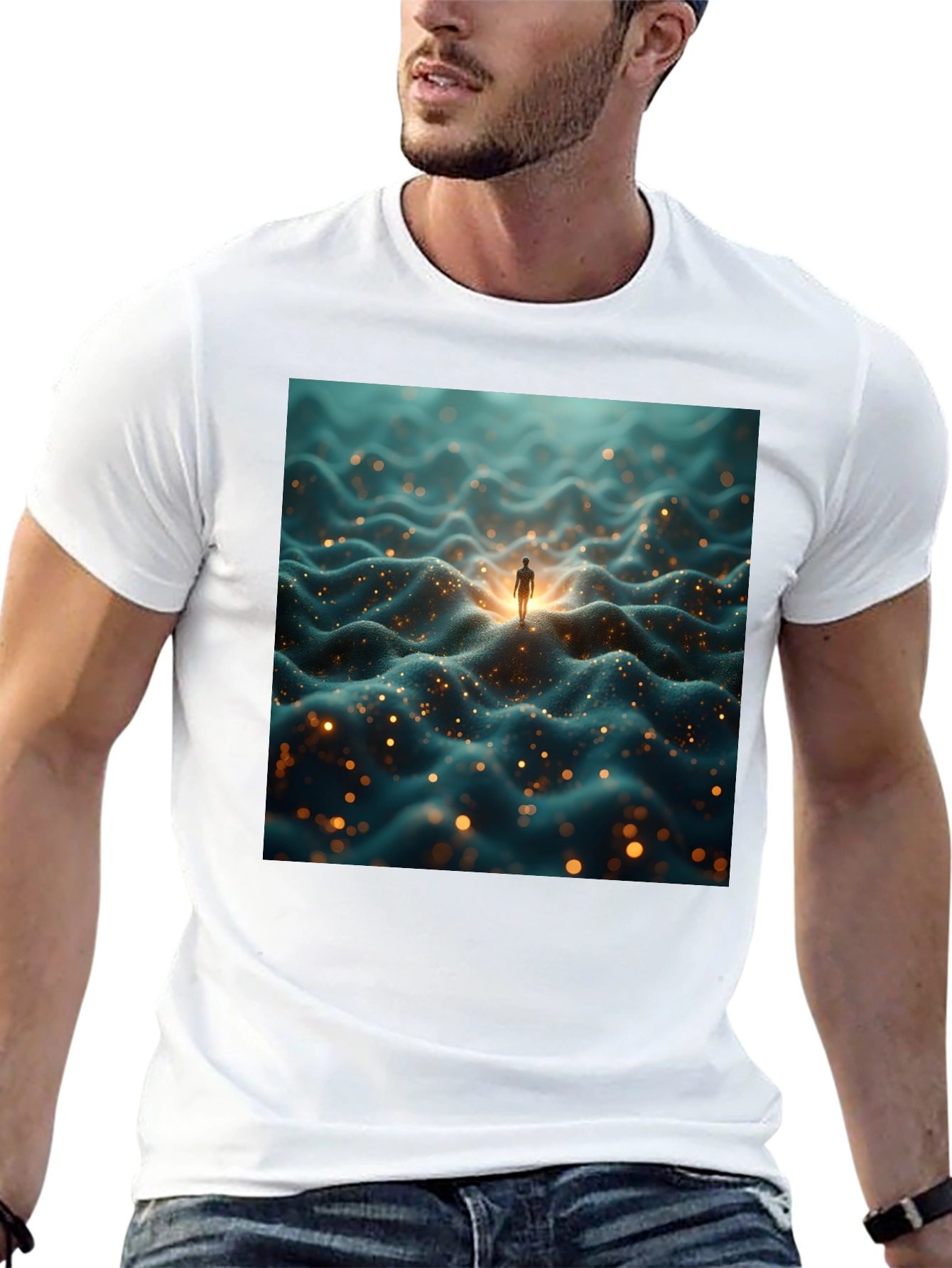 Abstract Landscape Graphic Black T-Shirt
