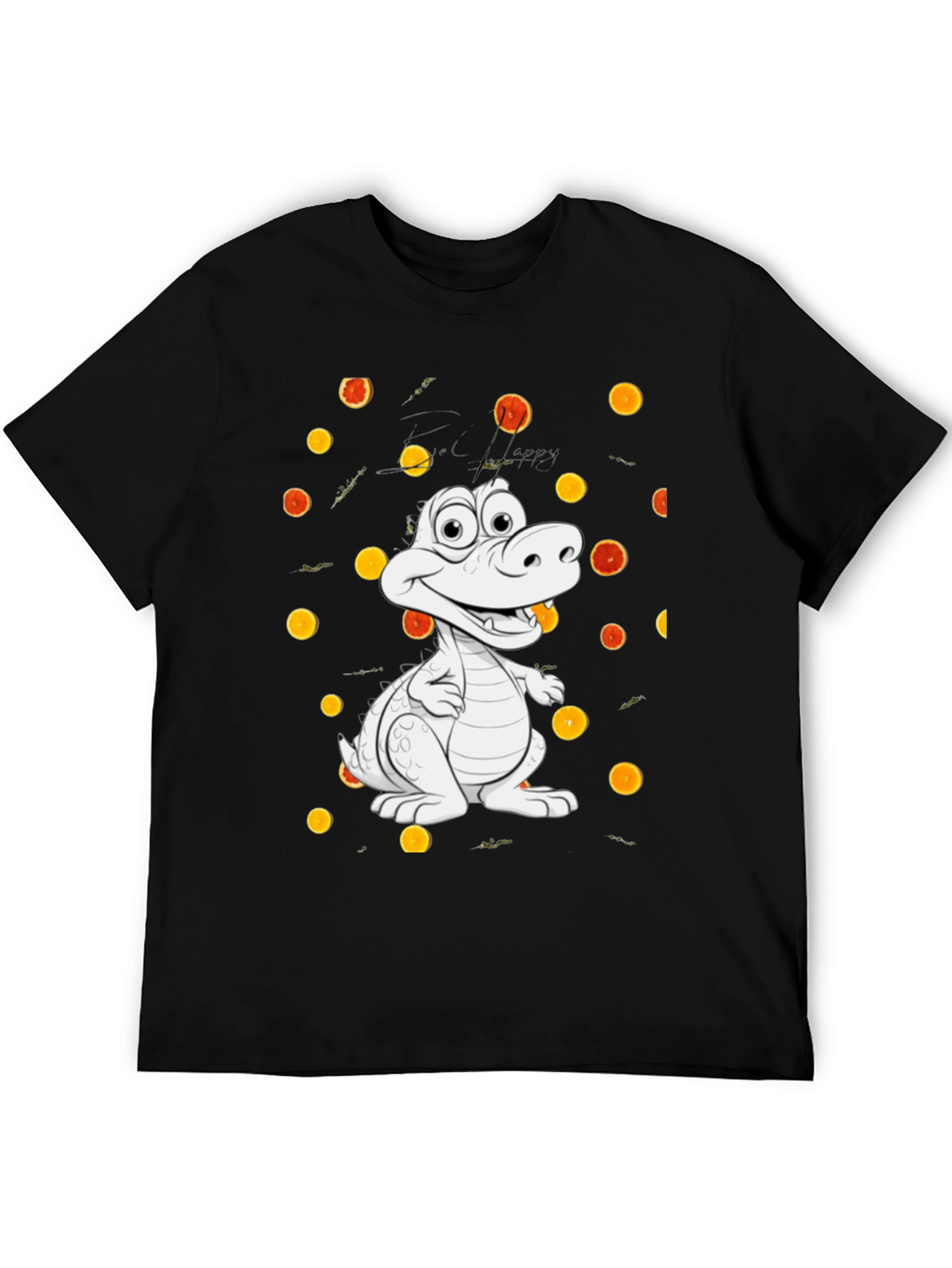 Cartoon Alligator Graphic Black Tee