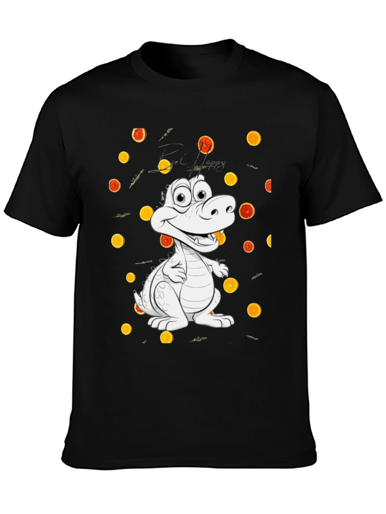 Cartoon Alligator Graphic Black Tee
