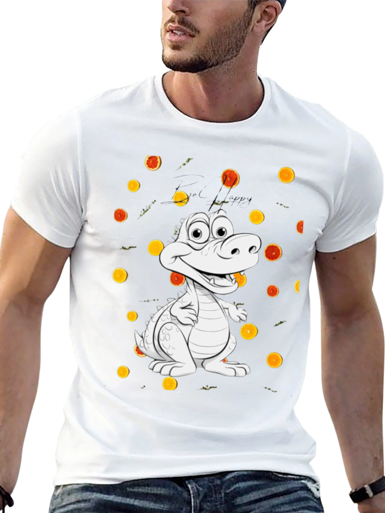 Cartoon Alligator Graphic Black Tee