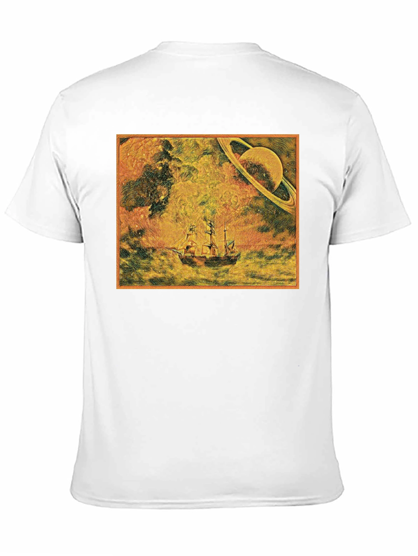 Saturn Voyage Graphic Tee - Space Sailing Adventure