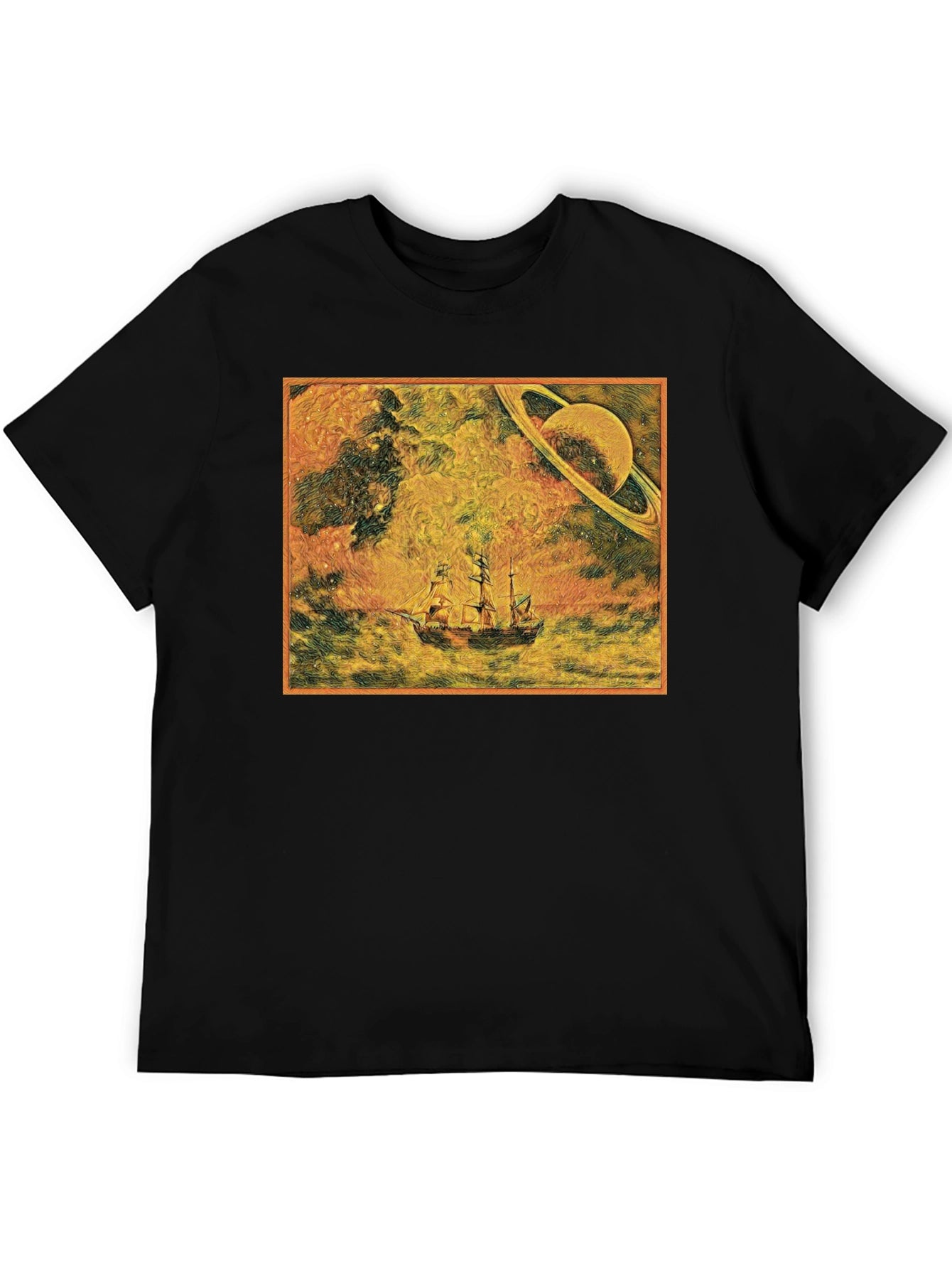 Saturn Voyage Graphic Tee - Space Sailing Adventure