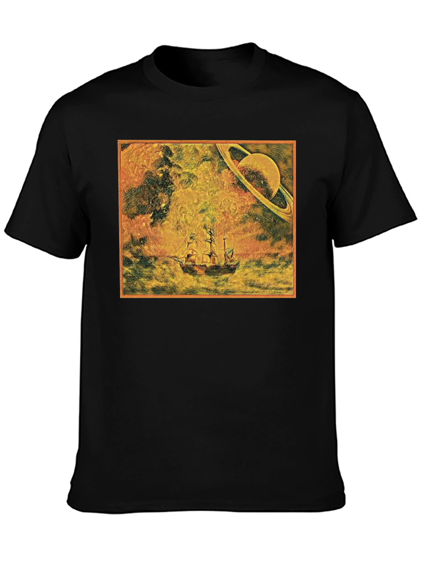 Saturn Voyage Graphic Tee - Space Sailing Adventure