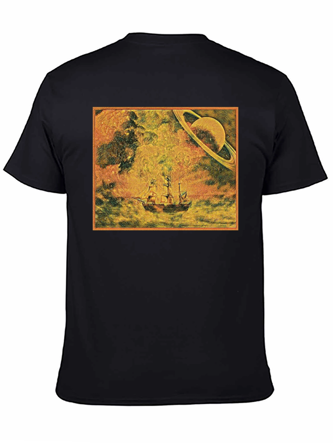 Saturn Voyage Graphic Tee - Space Sailing Adventure
