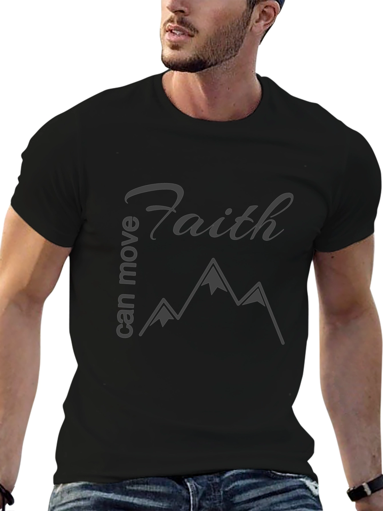 Faith Moves Mountains Black T-Shirt