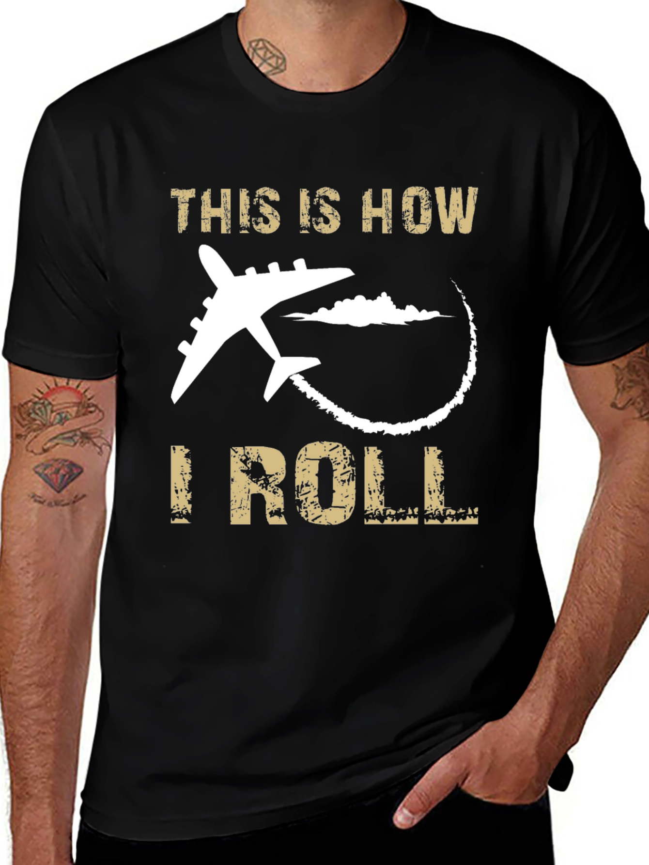 This is How I Roll Airplane Black T-Shirt