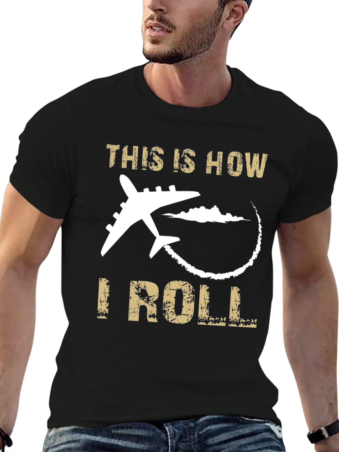 This is How I Roll Airplane Black T-Shirt