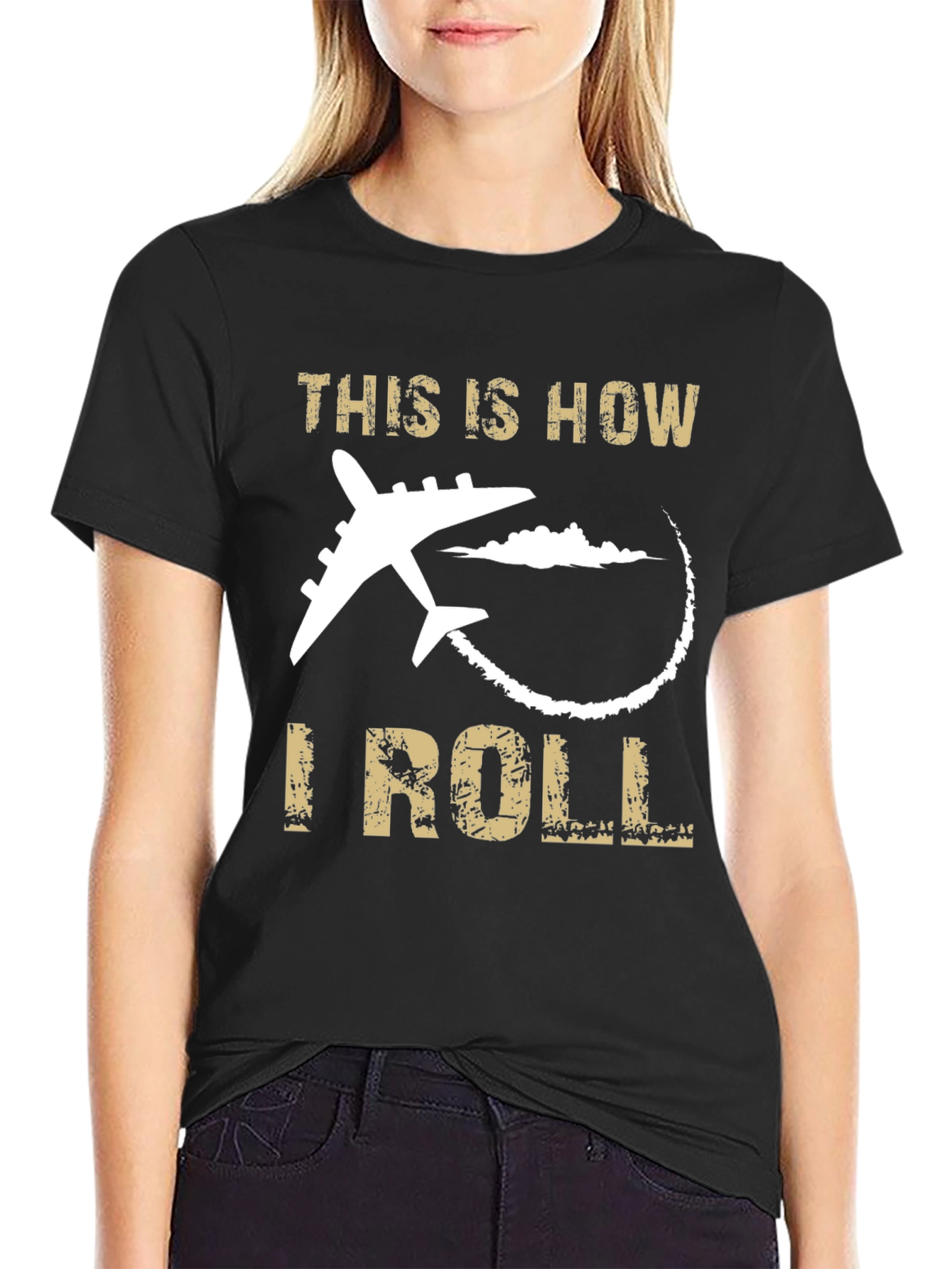 This is How I Roll Airplane Black T-Shirt