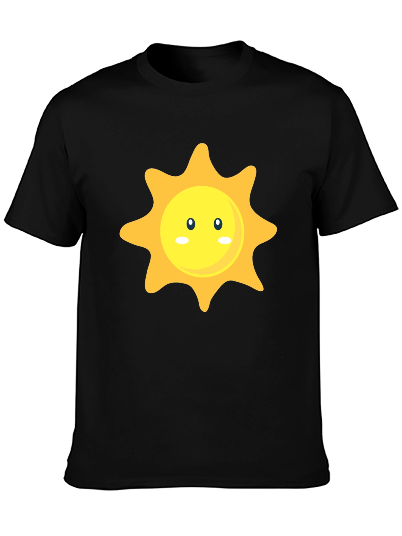 Cute Sun Graphic Print Black T-Shirt
