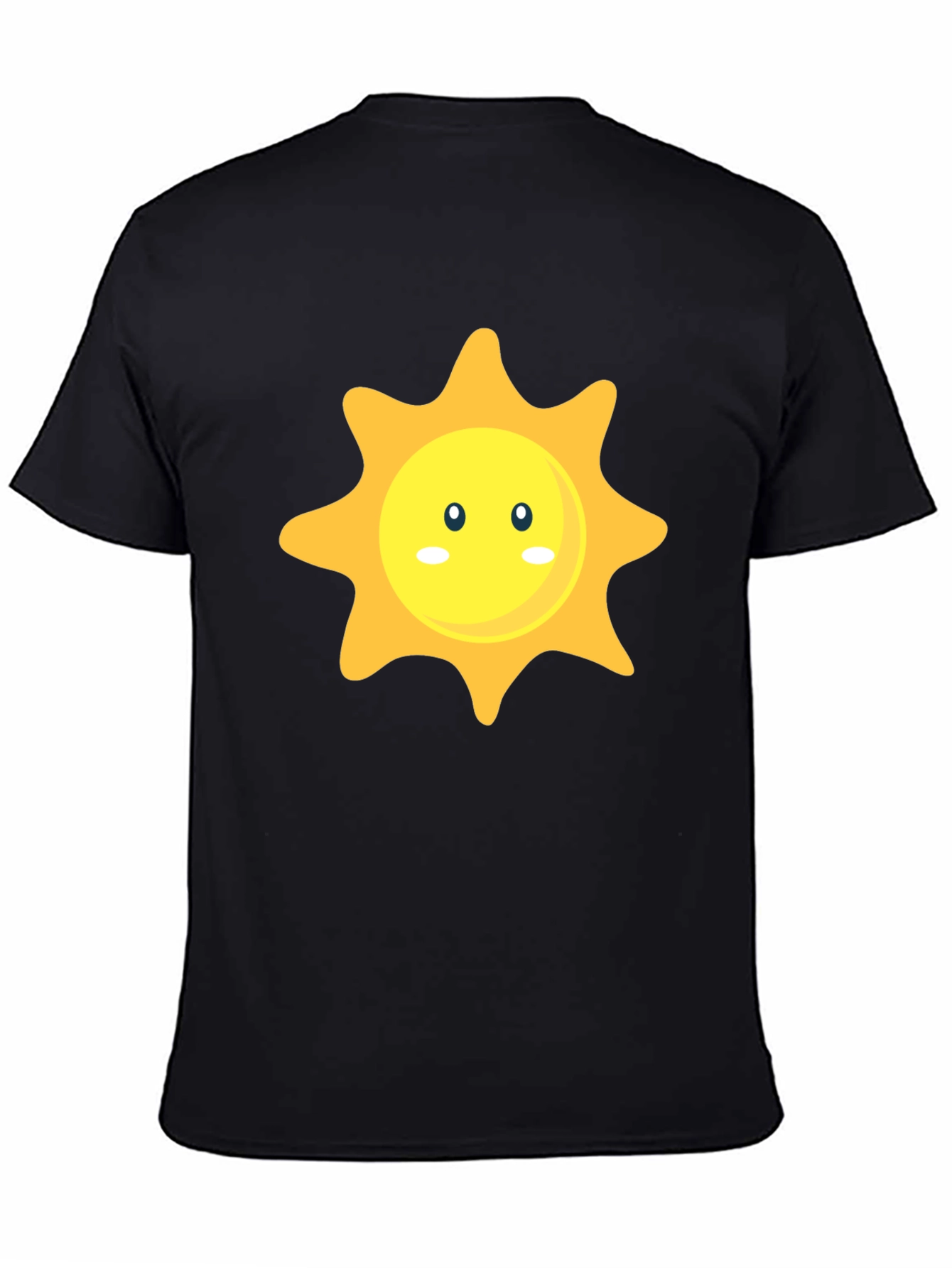 Cute Sun Graphic Print Black T-Shirt