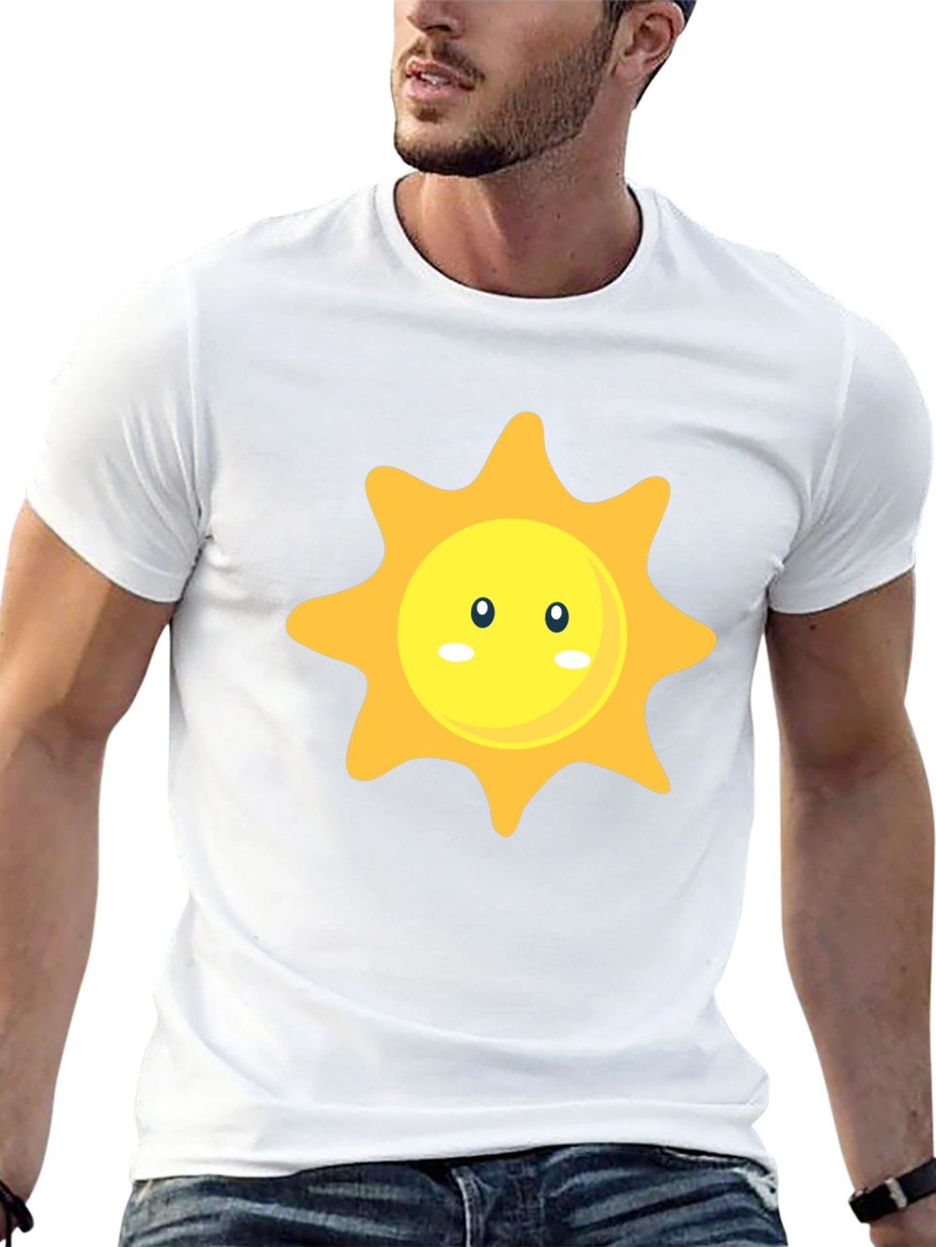 Cute Sun Graphic Print Black T-Shirt