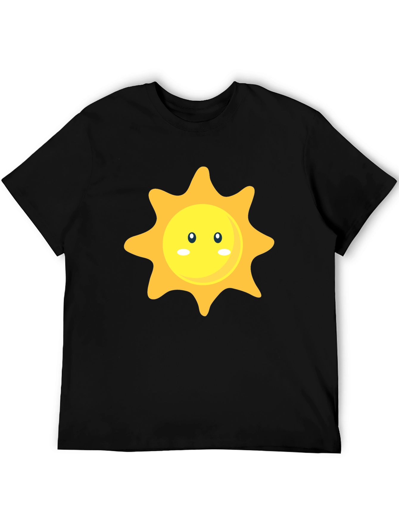Cute Sun Graphic Print Black T-Shirt