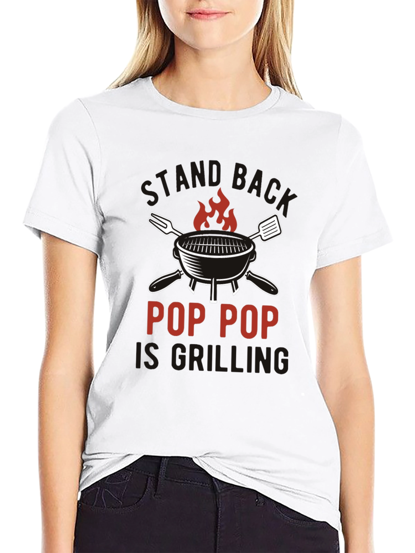 Pop Pop Is Grilling Black T-Shirt BBQ Dad