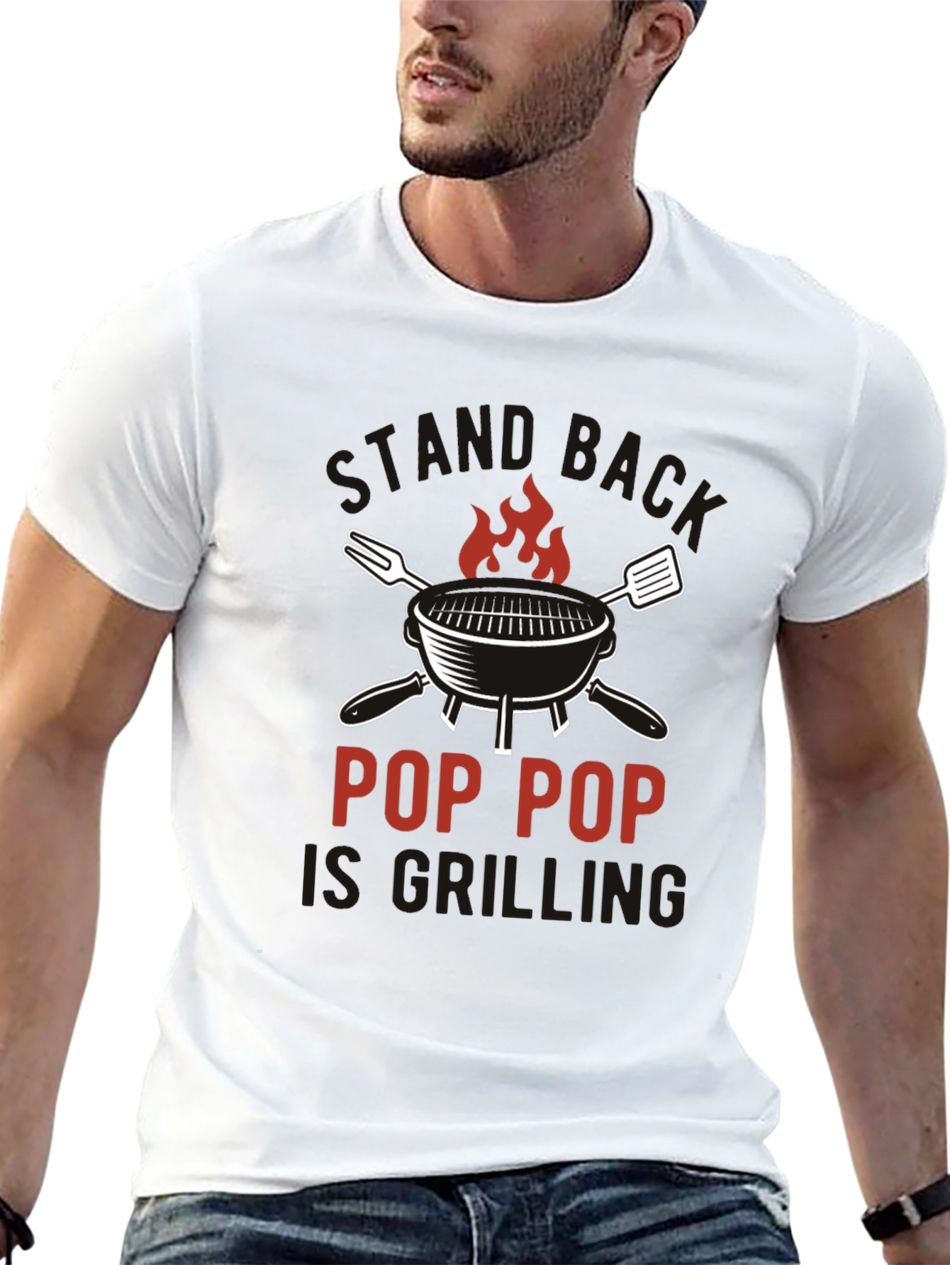 Pop Pop Is Grilling Black T-Shirt BBQ Dad