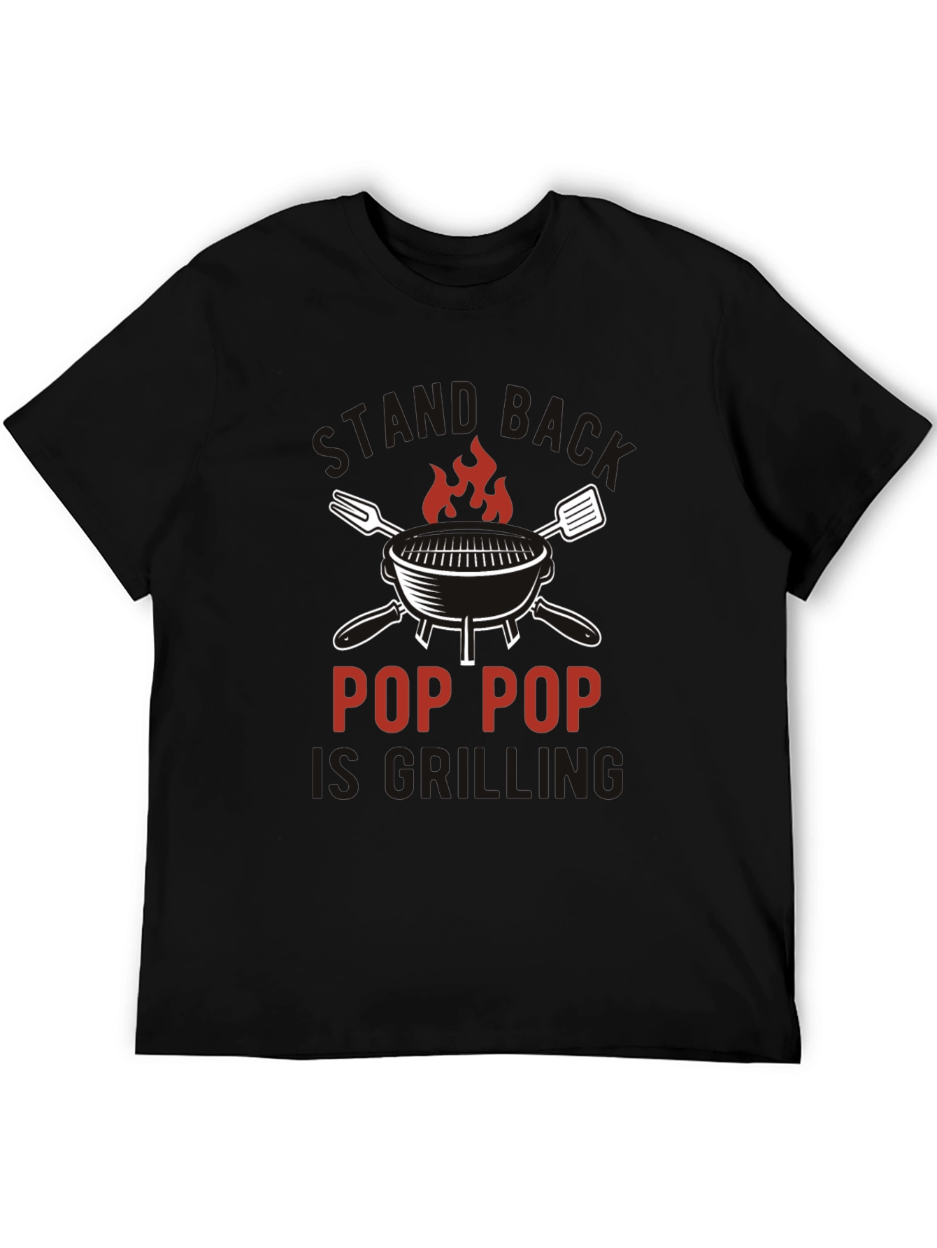 Pop Pop Is Grilling Black T-Shirt BBQ Dad