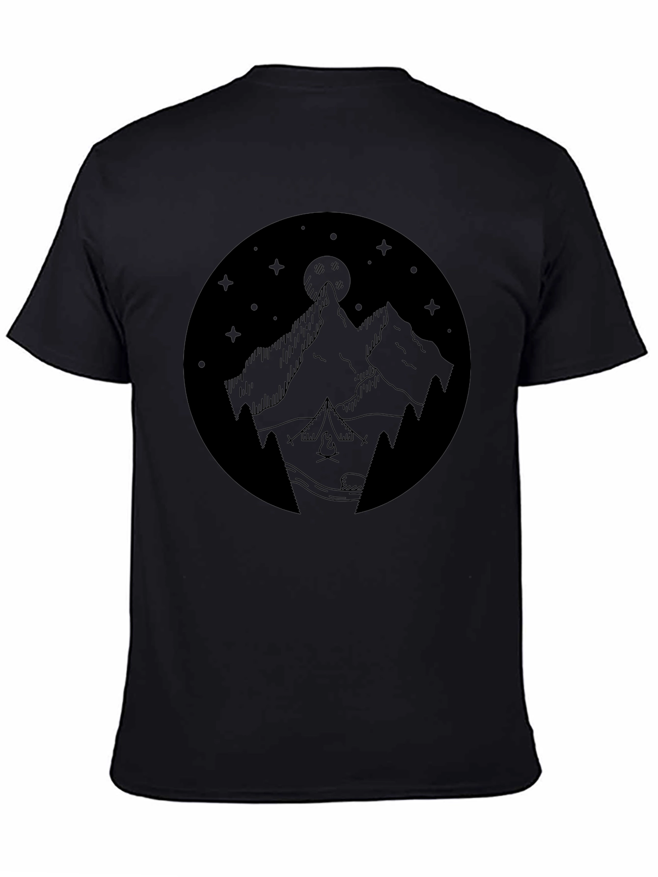 Mountain Campfire Black Graphic Tee