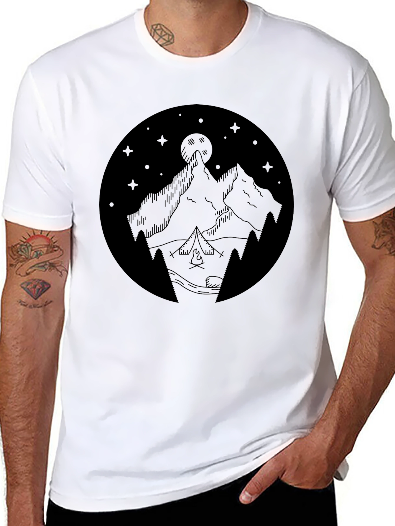 Mountain Campfire Black Graphic Tee
