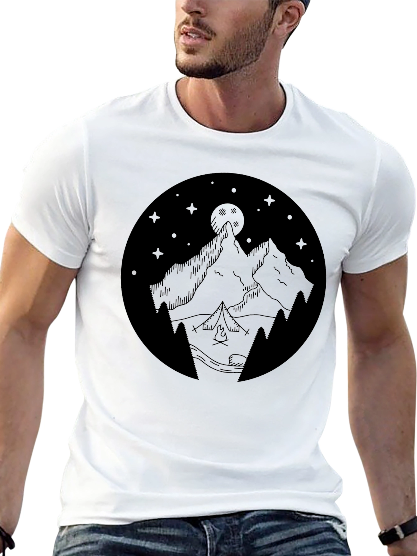 Mountain Campfire Black Graphic Tee