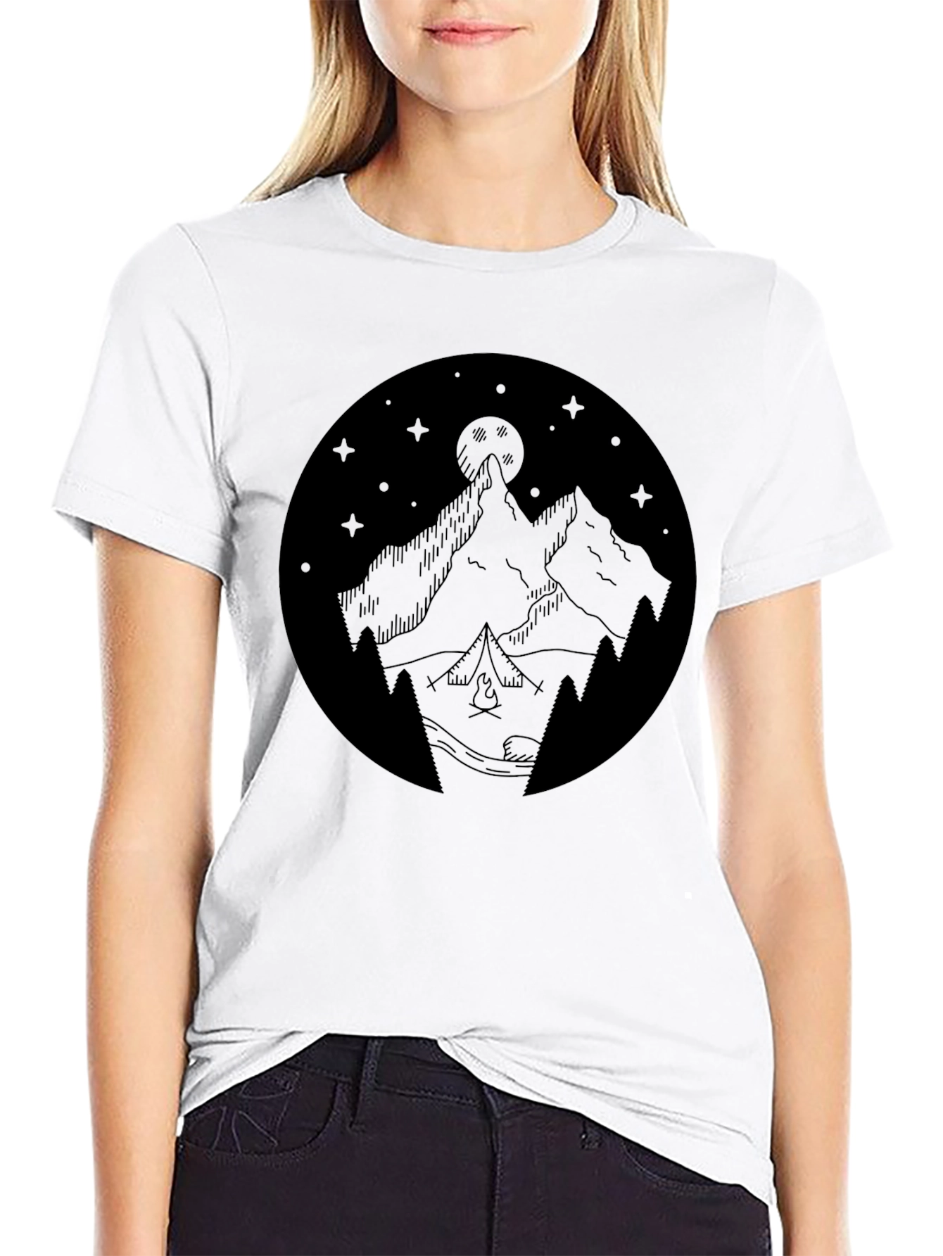 Mountain Campfire Black Graphic Tee