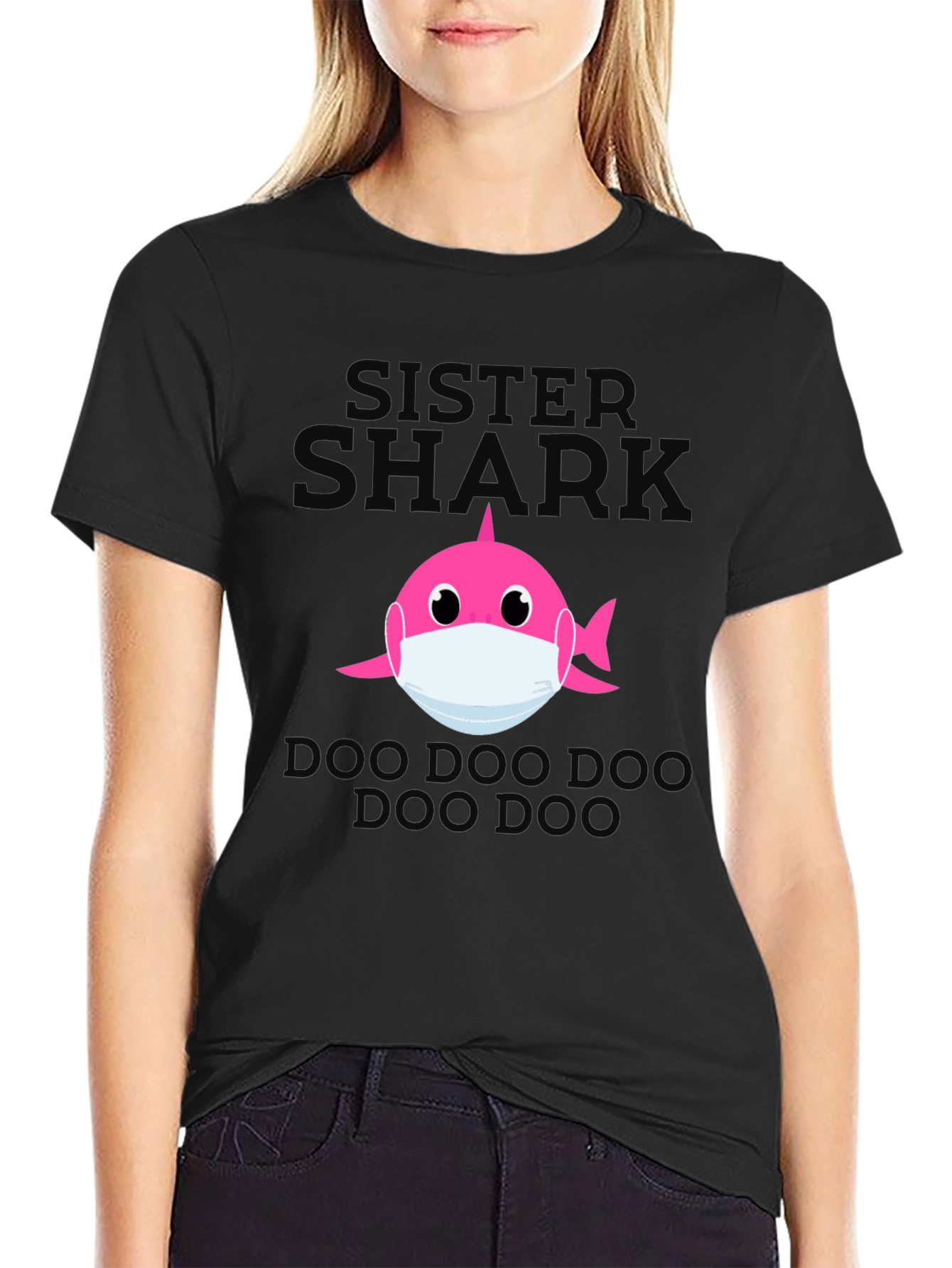 Sister Shark Face Mask T-Shirt
