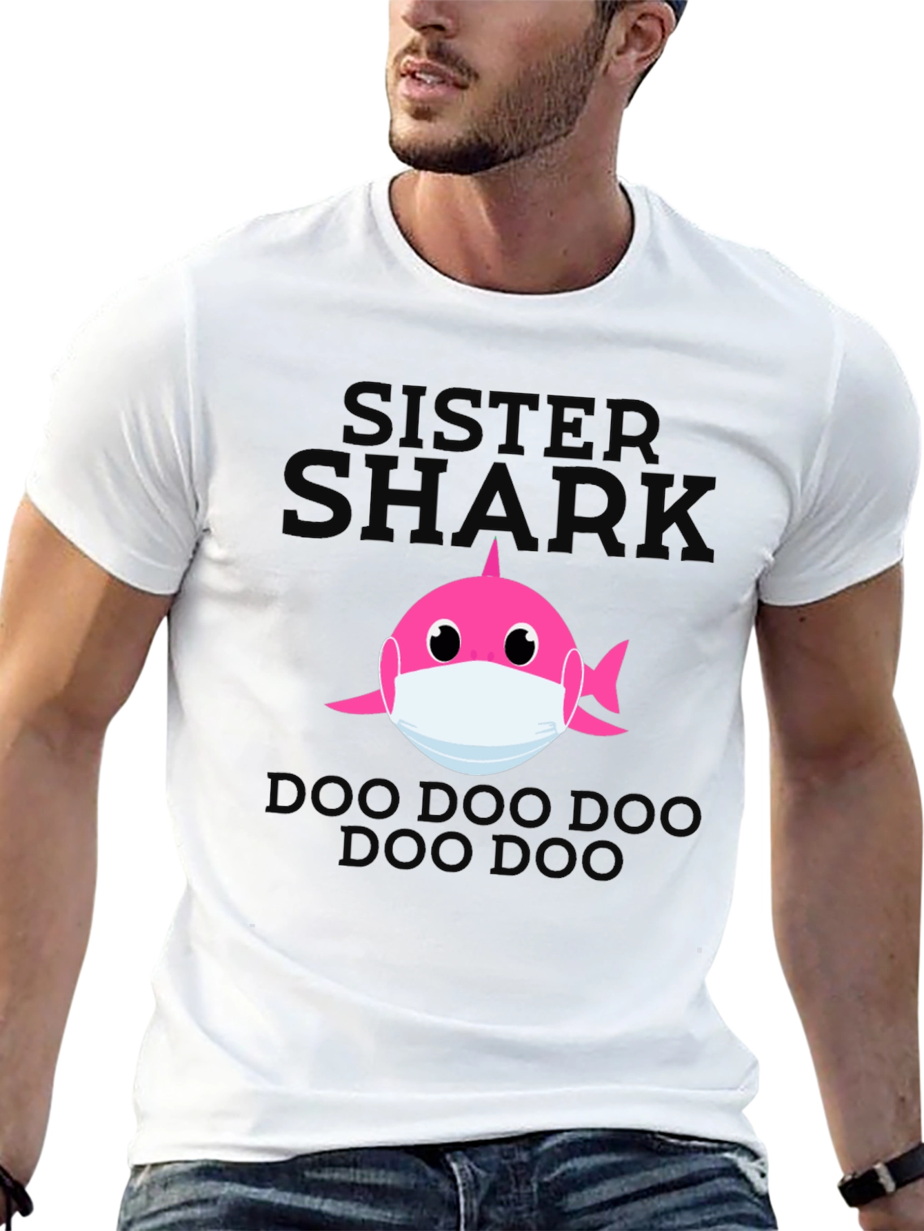 Sister Shark Face Mask T-Shirt