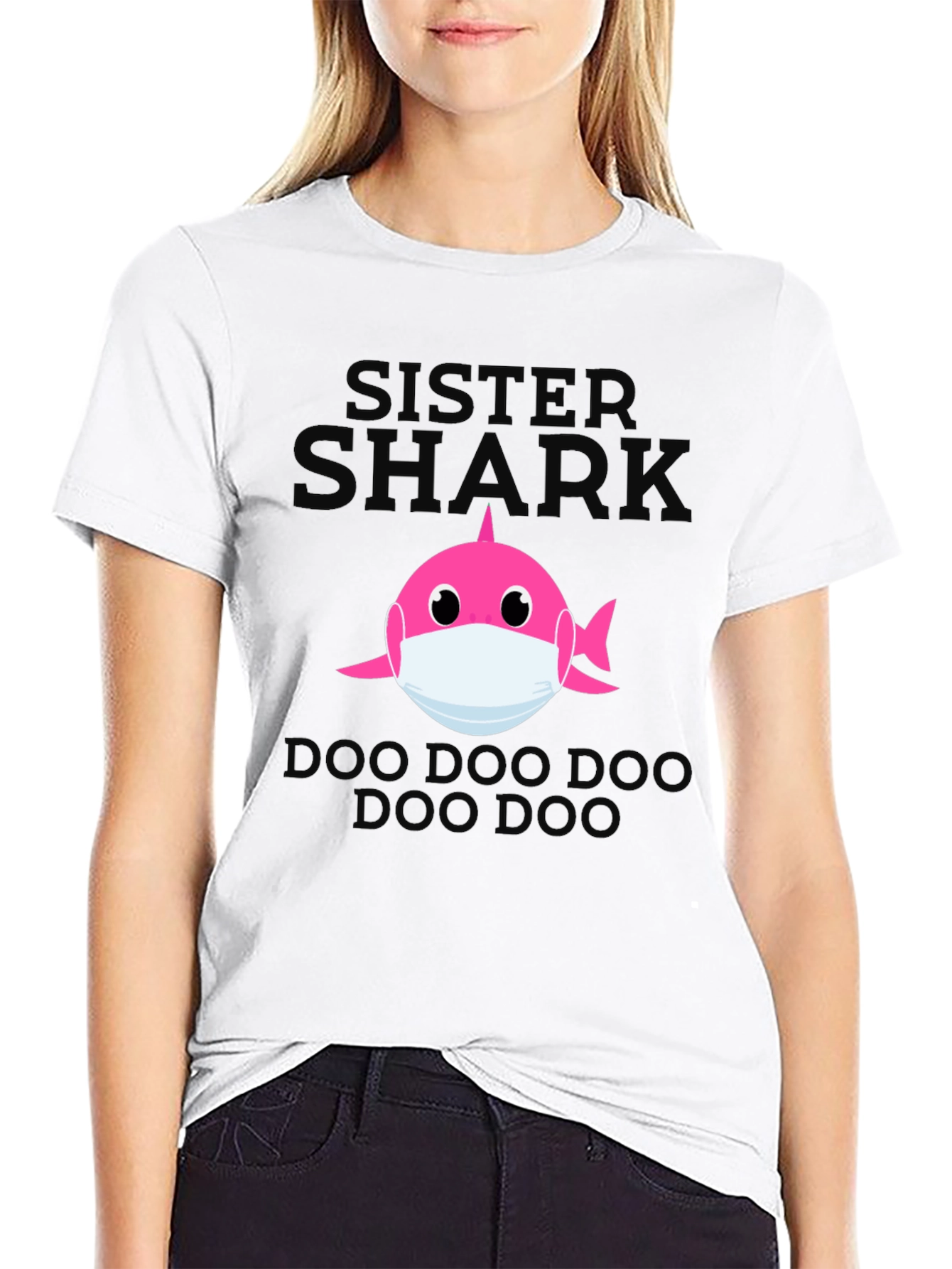 Sister Shark Face Mask T-Shirt