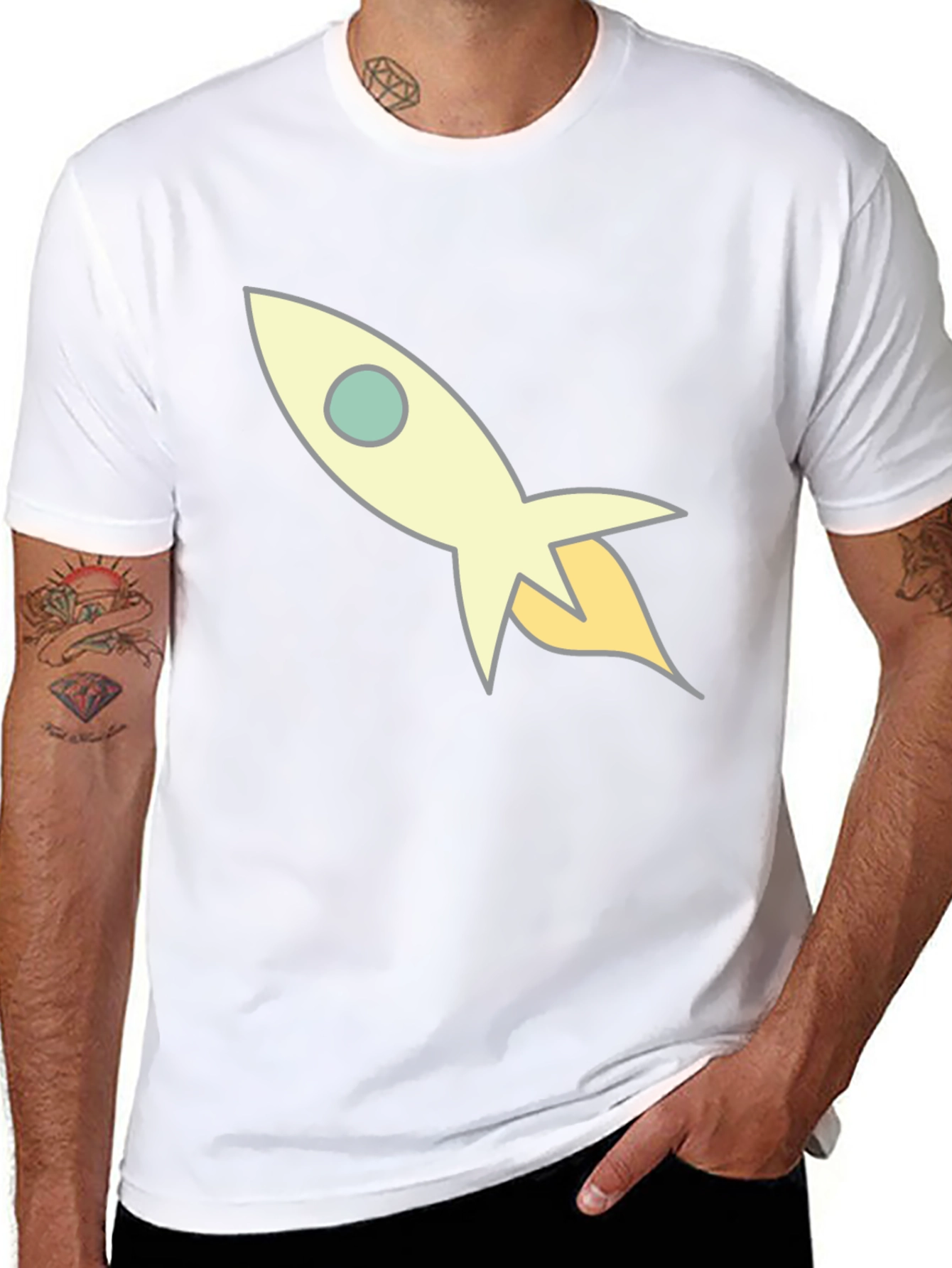 Rocket Ship Graphic Black T-Shirt
