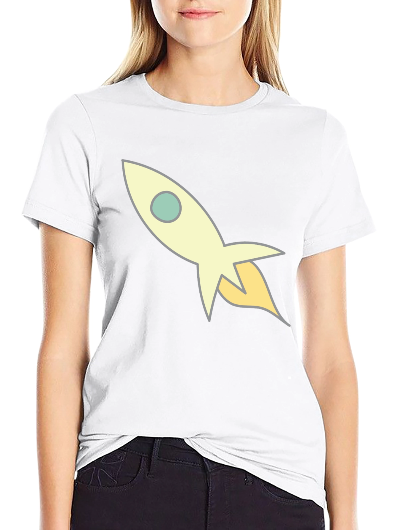 Rocket Ship Graphic Black T-Shirt