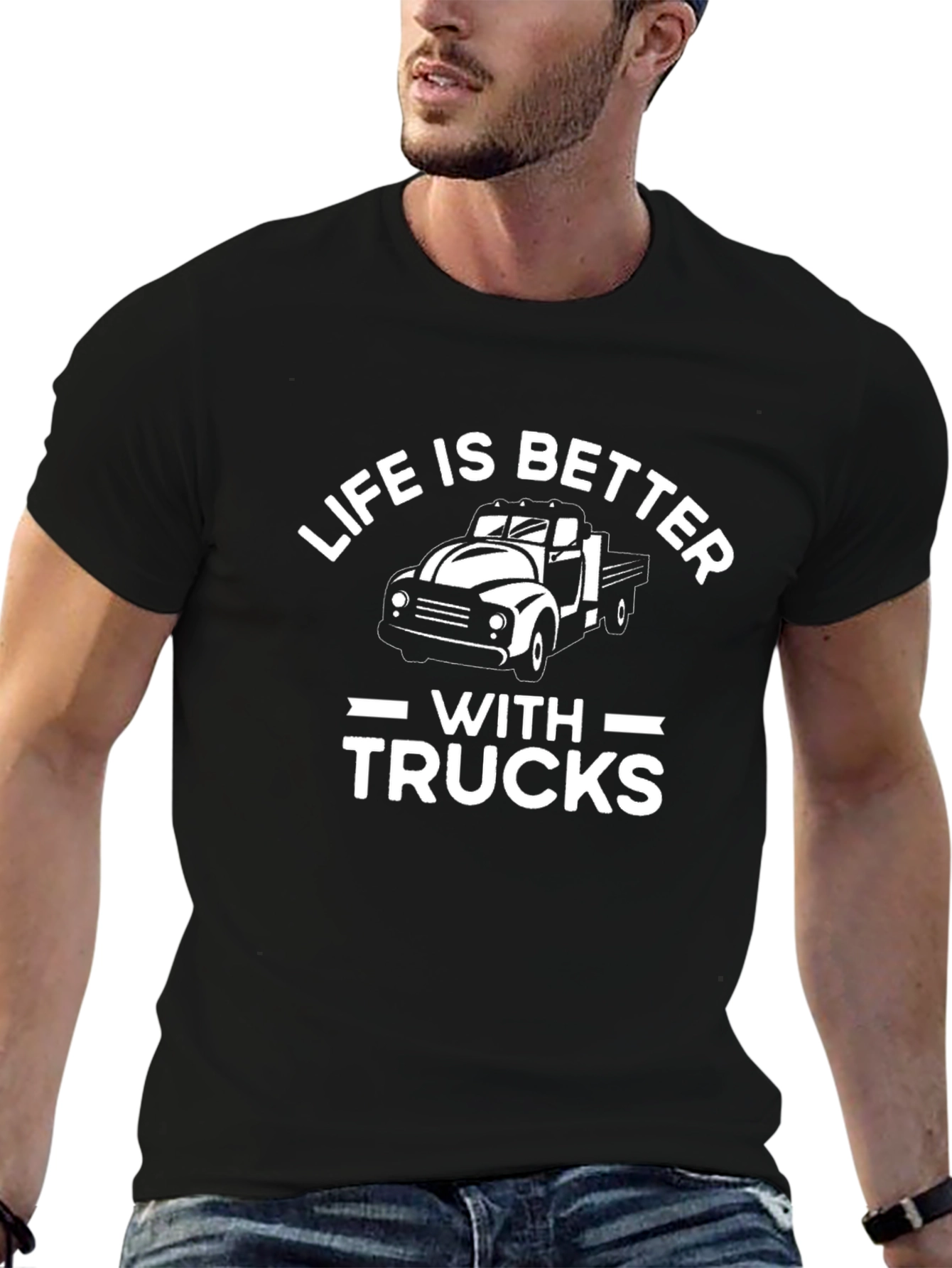 Life is Better with Trucks Black T-Shirt