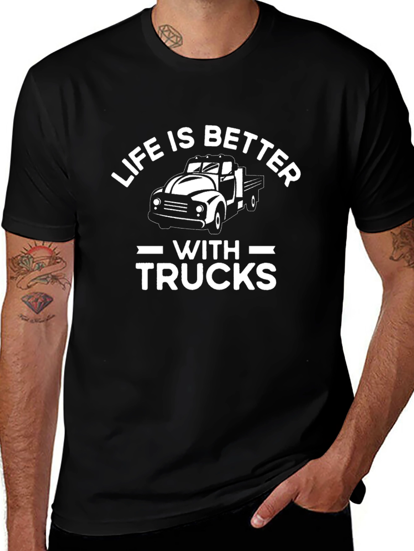Life is Better with Trucks Black T-Shirt