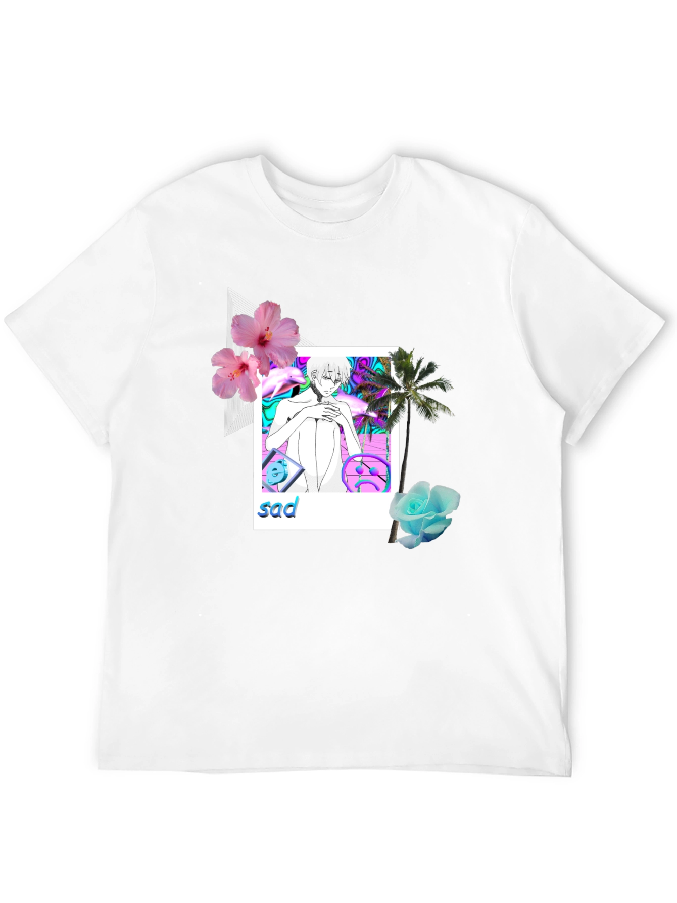 Aesthetic Sad Anime Graphic Tee - Black